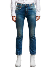 R13 Kick moteriški džinsai, 30 dydžio, trumpi, iki kulkšnies, skalbti mėlyni, tamprūs Kelly džinsai, RRP – 650 € 