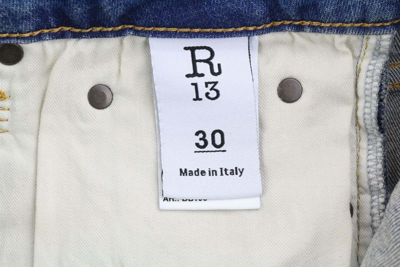 R13 Kick moteriški džinsai, 30 dydžio, trumpi, iki kulkšnies, skalbti mėlyni, tamprūs Kelly džinsai, RRP – 650 € 