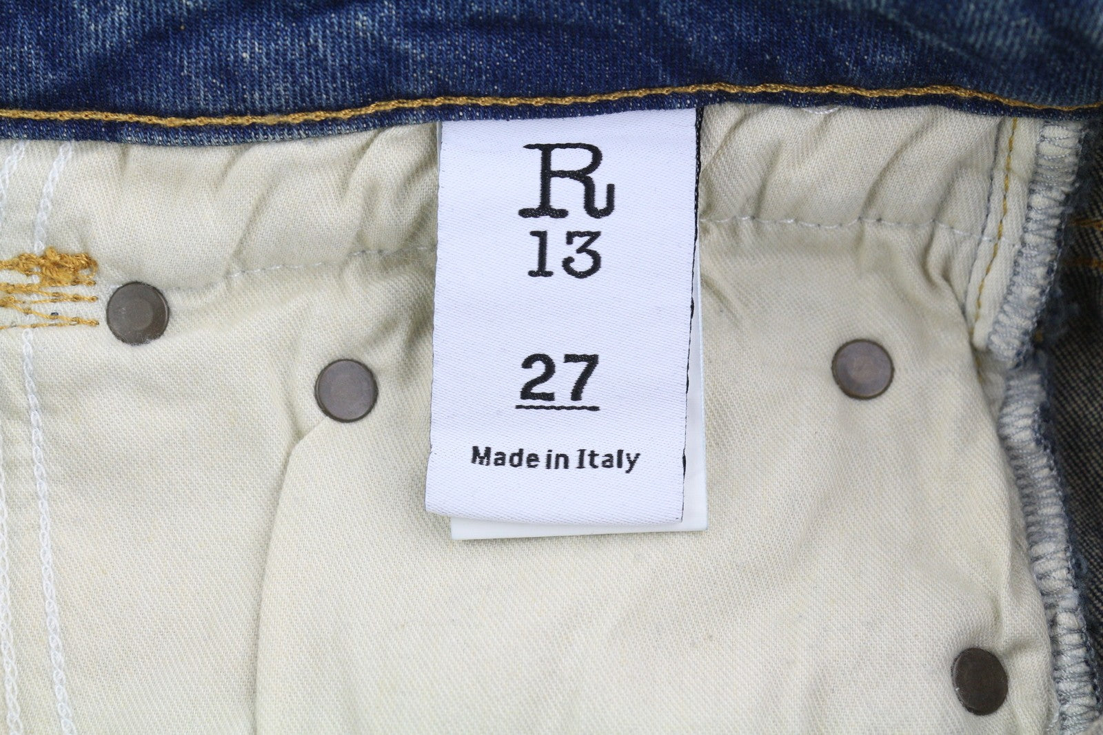 R13 Boy Straight Women Jeans 27 Ankle Cropped Washed Blue Kelly Stretch RRP€645