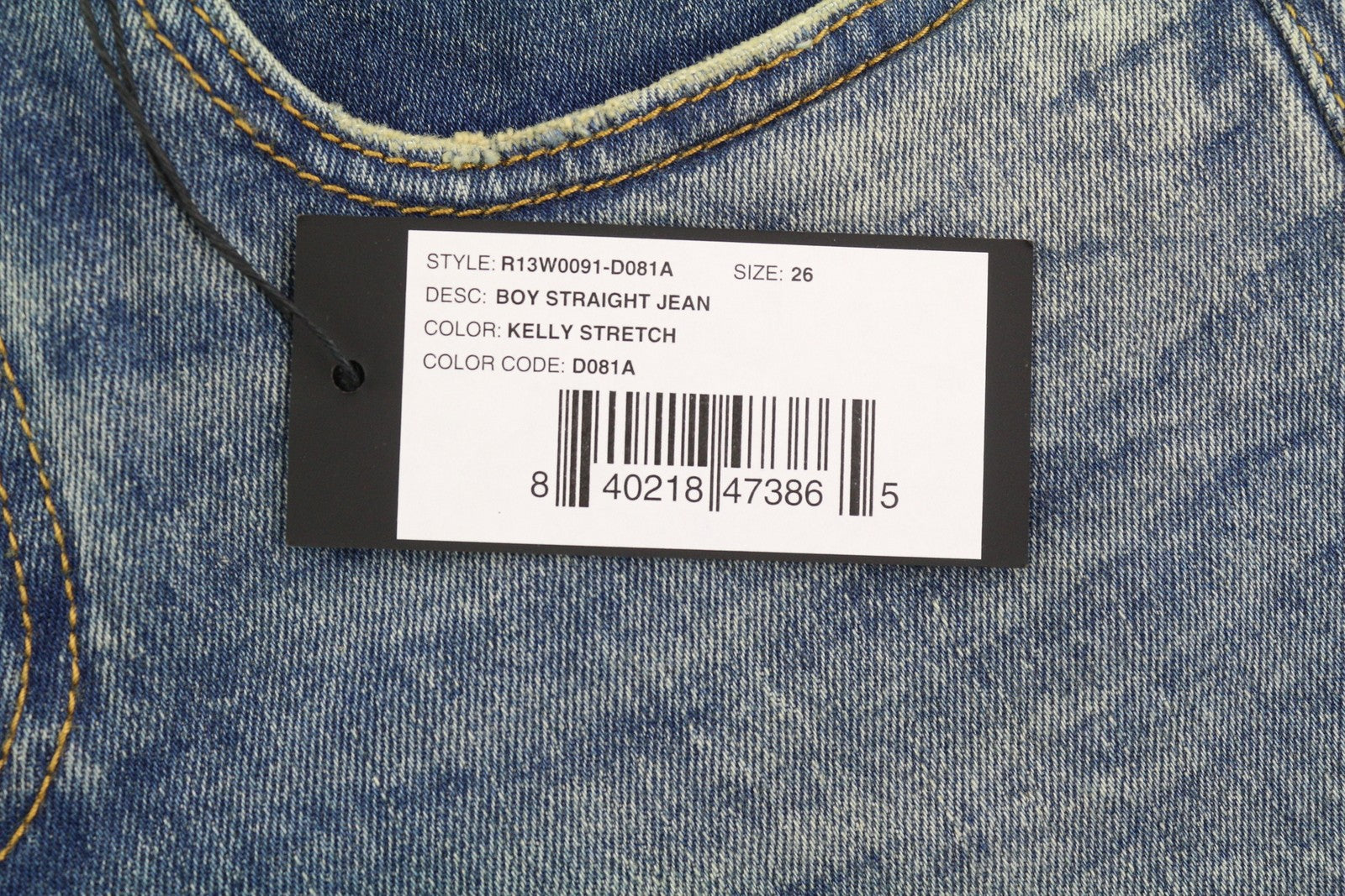 R13 Boy Straight Women Jeans 26 Ankle Cropped Washed Blue Kelly Stretch RRP€645