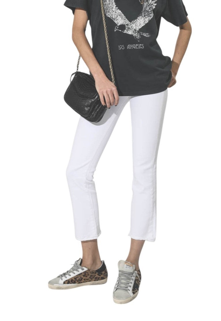 R13 Kick moteriški džinsai, 24 colių, laisvo kirpimo, su užtrauktuku, laisvalaikio, iki kulkšnies, balti, rekomenduojama kaina – 526 € 