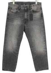 R13 Boyfriend moteriški džinsai 29, tiesaus kirpimo, su užtrauktuku, skalbti Leyton juodi 