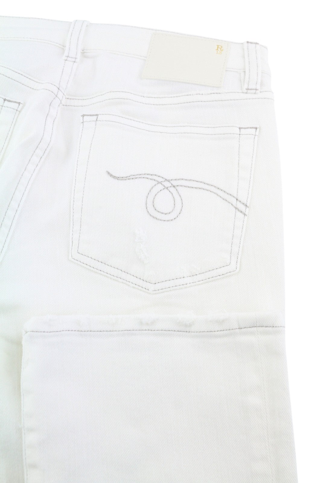 R13 Kick moteriški džinsai, 27, laisvalaikio stiliaus, su užtrauktuku, baltos spalvos, RRP 526 € 