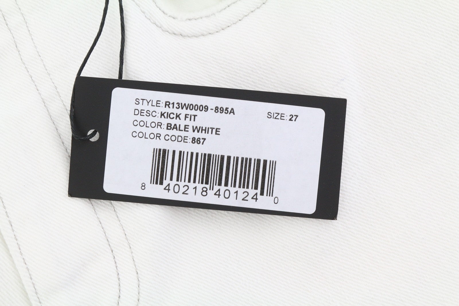 R13 Kick moteriški džinsai, 27, laisvalaikio stiliaus, su užtrauktuku, baltos spalvos, RRP 526 € 