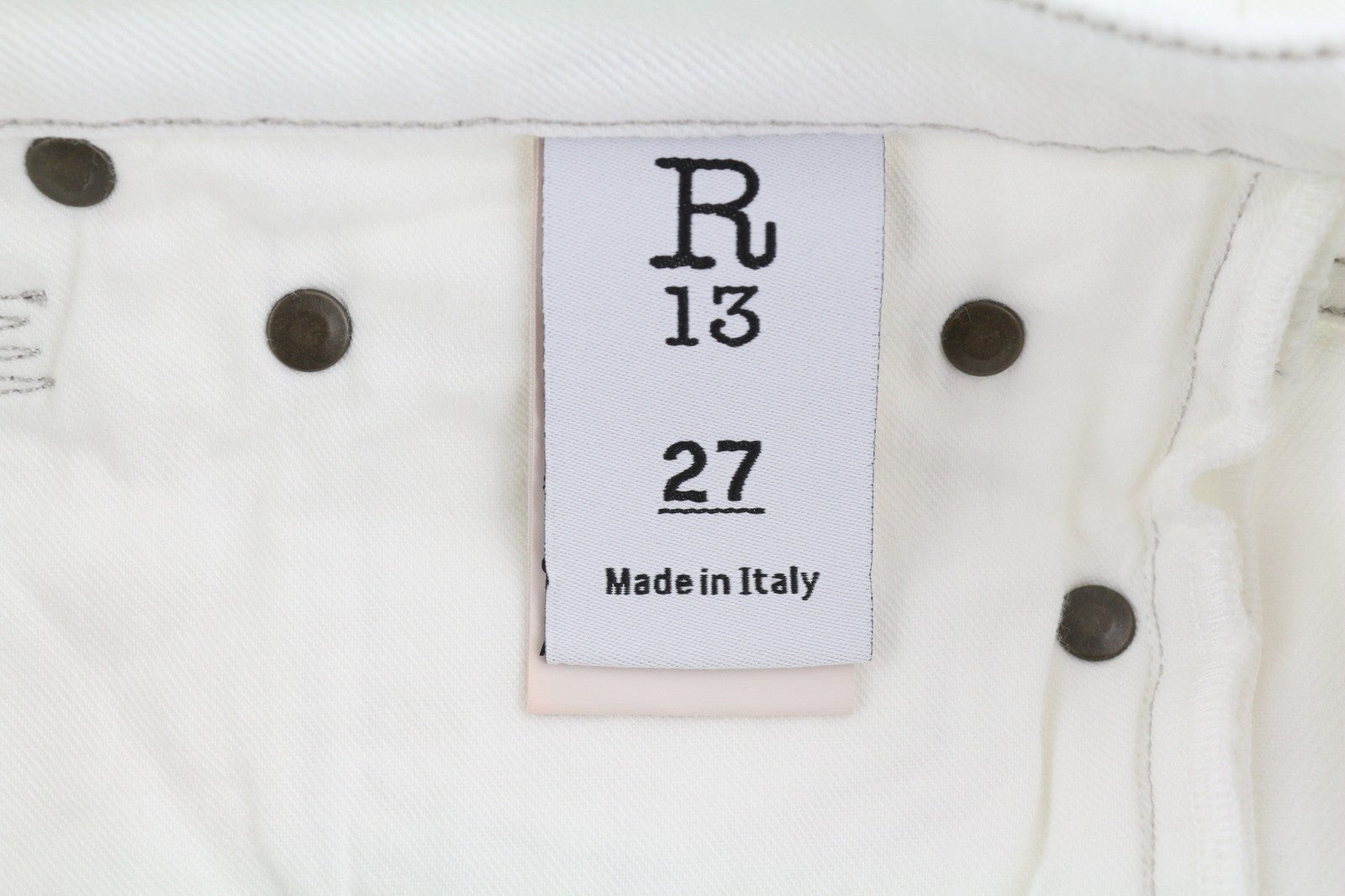 R13 Kick moteriški džinsai, 27, laisvalaikio stiliaus, su užtrauktuku, baltos spalvos, RRP 526 € 