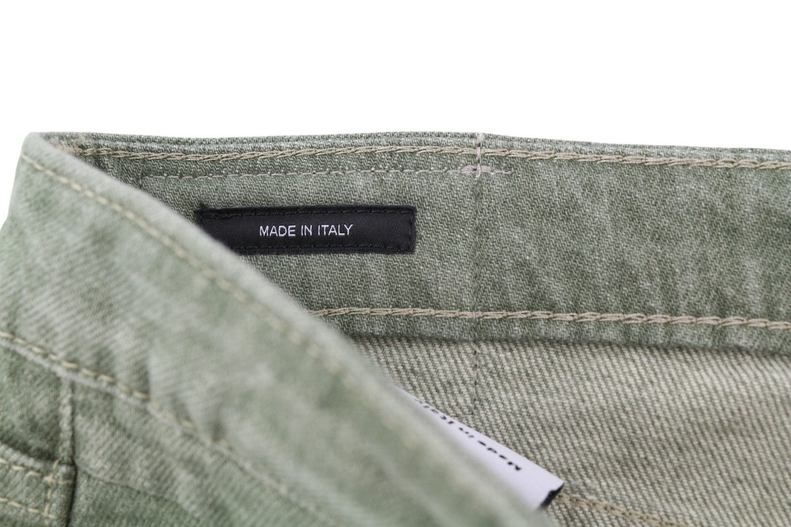 R13 berniukiški tiesūs moteriški džinsai, 31, ploni, trumpi, tamsiai žali, tamprūs, rekomenduojama kaina – 695 € 