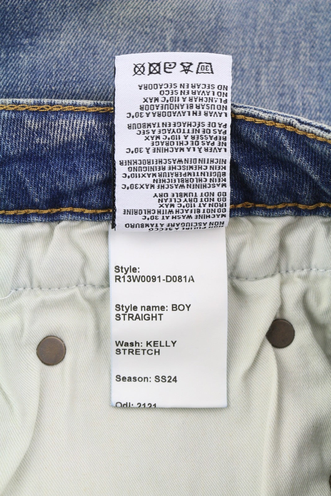 R13 berniukiški tiesūs moteriški džinsai 26 trumpi iki kulkšnių mėlyni Kelly tamprūs džinsai RRP 645 € 