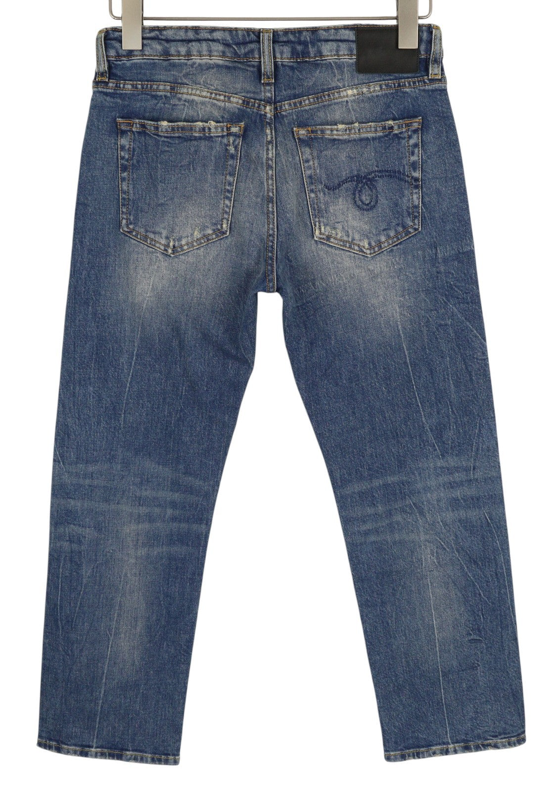 R13 berniukiški tiesūs moteriški džinsai 26 trumpi iki kulkšnių mėlyni Kelly tamprūs džinsai RRP 645 € 