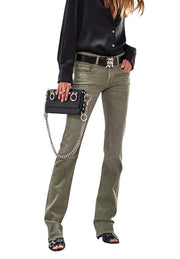 R13 Tobi berniukiški moteriški džinsai, 27, žemo liemens, ploni, skalbti, armijos žali, tamprūs, RRP 695 € 