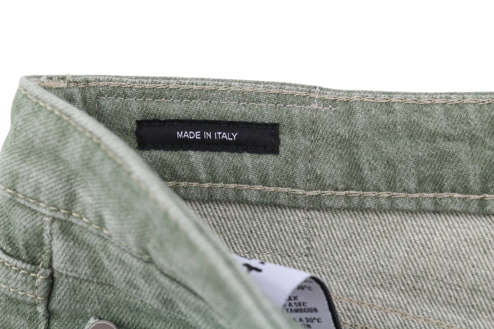 R13 berniukiški tiesūs moteriški džinsai, 30 dydžio, trumpi, tamsiai žali, tamprūs, rekomenduojama kaina – 695 € 