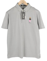 RLX RALPH LAUREN golfo vyriški marškinėliai L dydžio pilki su neperšlampamomis trumpomis rankovėmis su meškiuko formos polo marškinėliais, rekomenduojama kaina – 179 € 