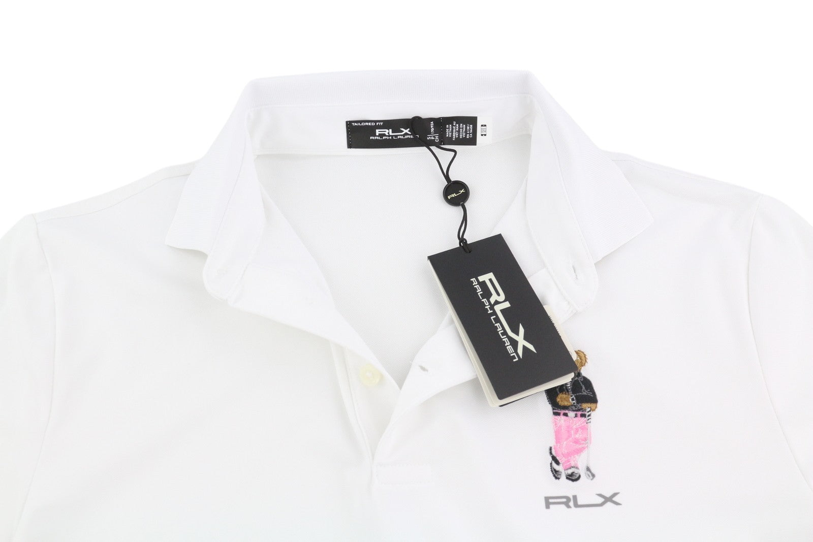 RLX RALPH LAUREN Golf Men T-Shirt S White Wicking Short Sleeve Bear Polo RRP179