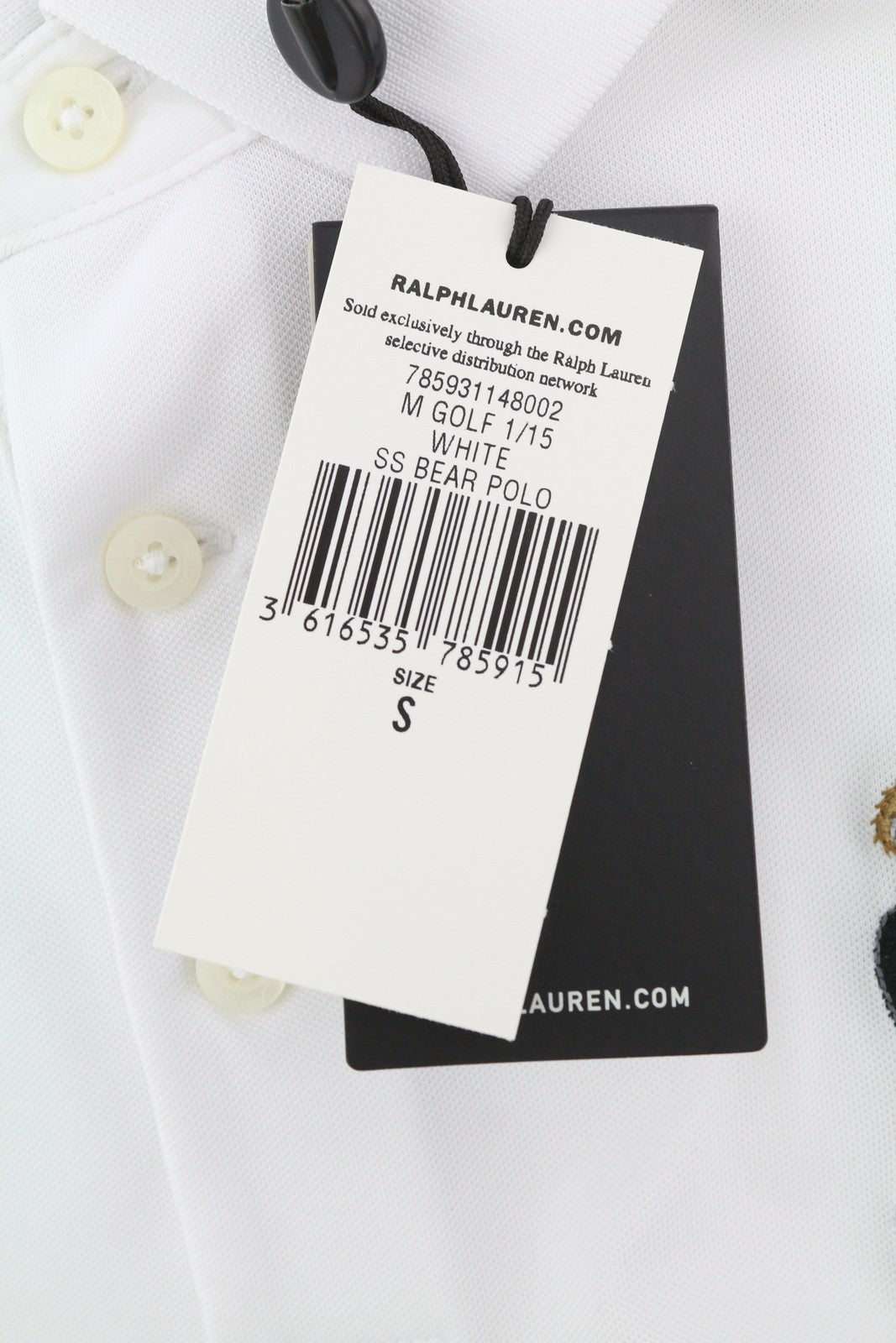 RLX RALPH LAUREN Golf Men T-Shirt S White Wicking Short Sleeve Bear Polo RRP179