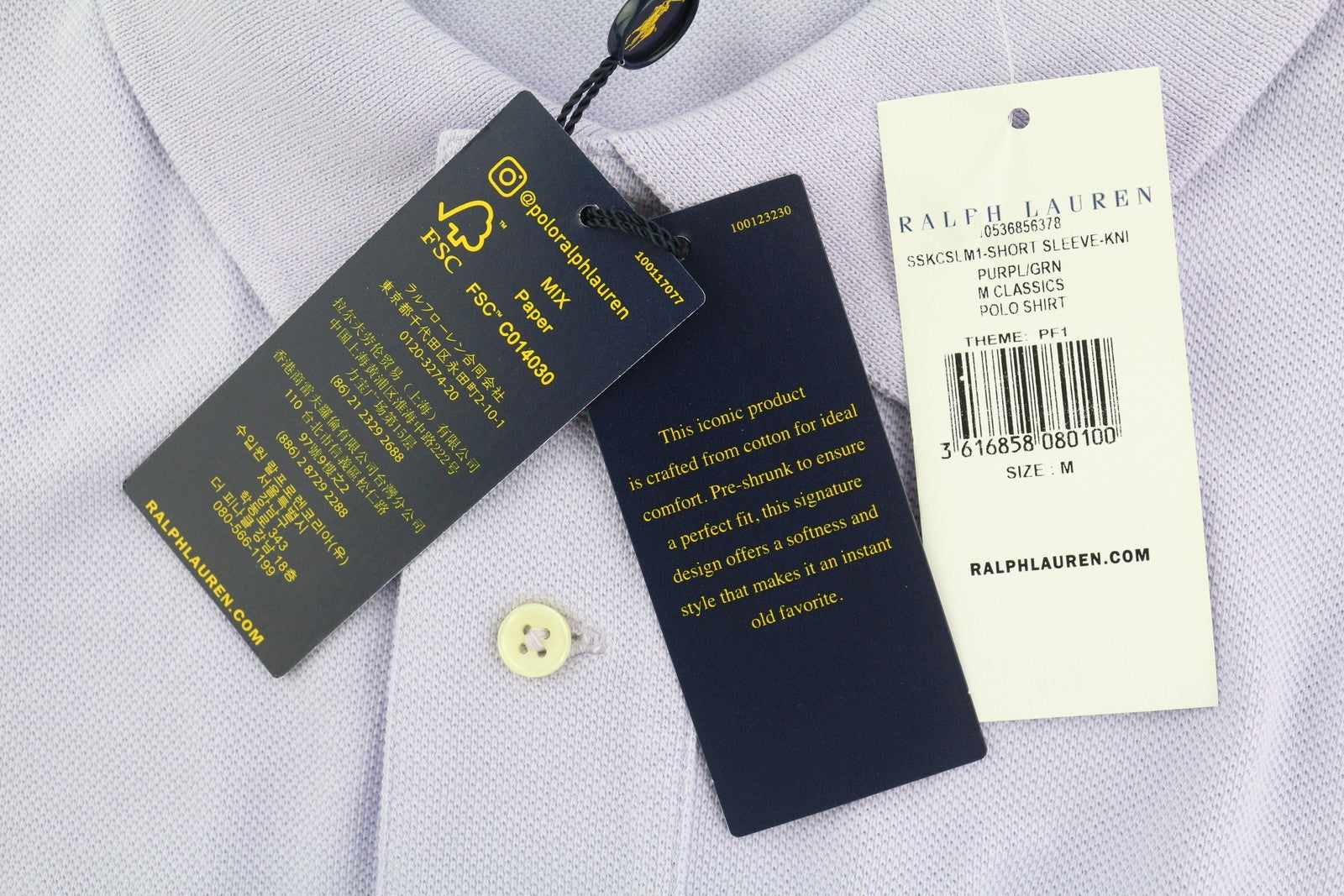 RALPH LAUREN Slim Fit vyriški marškinėliai M violetiniai trumpomis rankovėmis polo apykakle RMK 142 € 