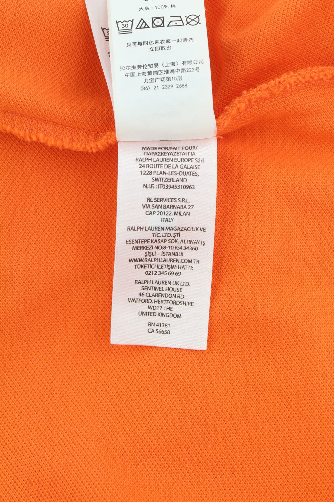 RALPH LAUREN vyriški marškinėliai su plonu kirpimu, oranžiniai, trumpomis rankovėmis, polo apykakle. 