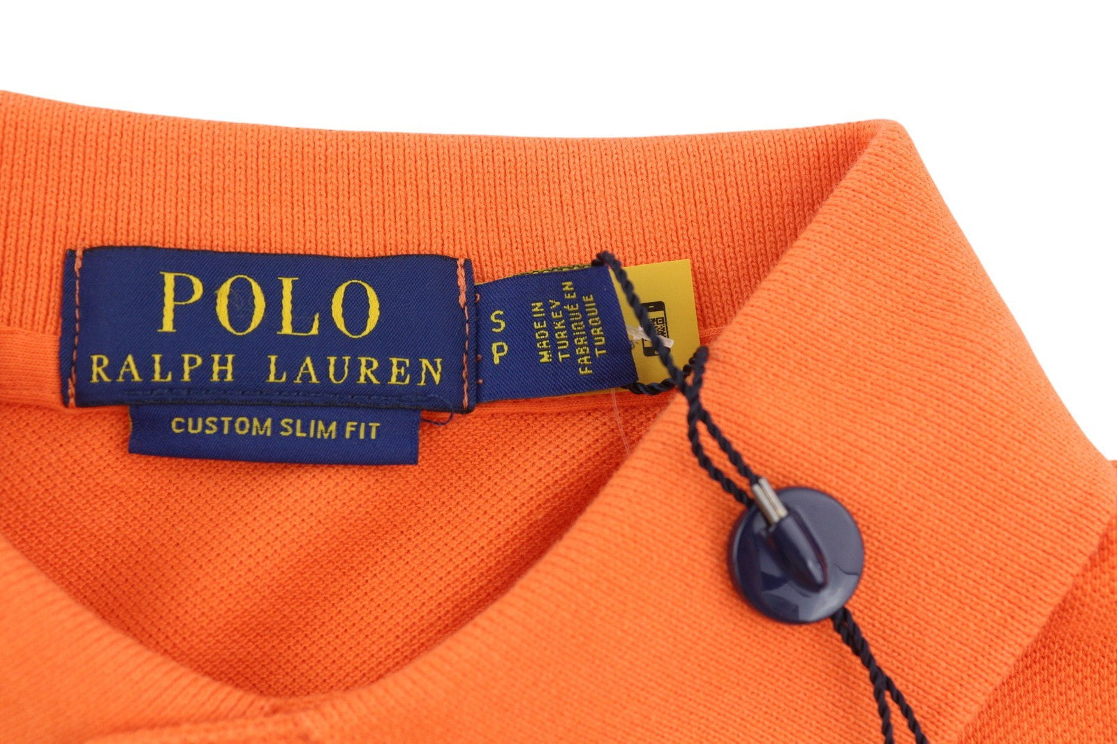 RALPH LAUREN vyriški marškinėliai su plonu kirpimu, oranžiniai, trumpomis rankovėmis, polo apykakle. 