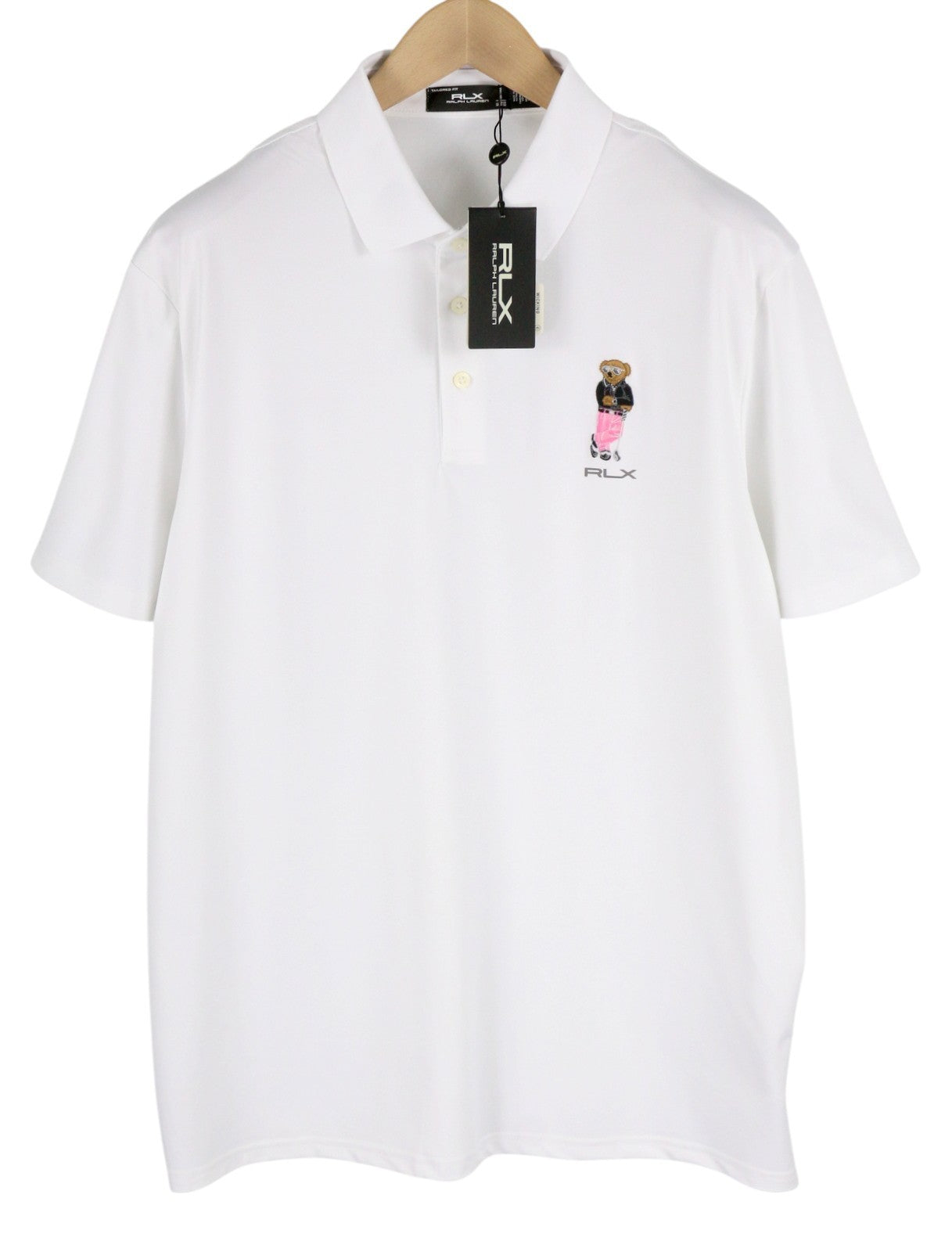 RLX RALPH LAUREN Golf Men T-Shirt XL White Wicking Short Sleeve Bear Polo RRP179