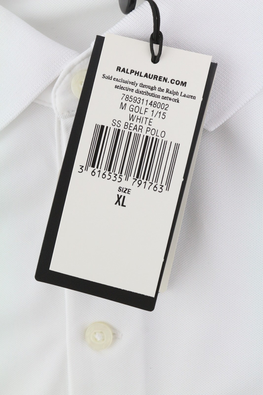 RLX RALPH LAUREN Golf Men T-Shirt XL White Wicking Short Sleeve Bear Polo RRP179