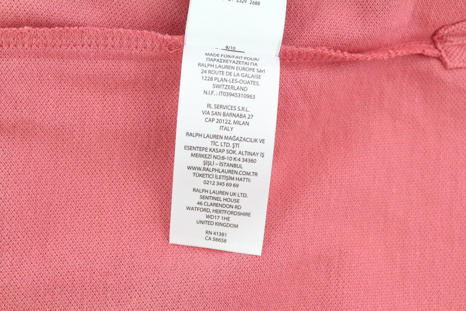 RALPH LAUREN „Custom Slim Fit“ vyriški marškinėliai, raudoni, trumpomis rankovėmis.