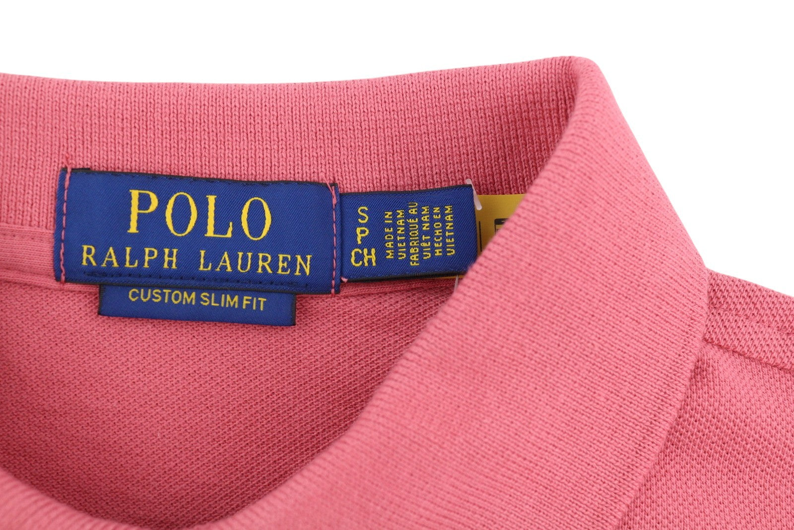 RALPH LAUREN „Custom Slim Fit“ vyriški marškinėliai, raudoni, trumpomis rankovėmis.