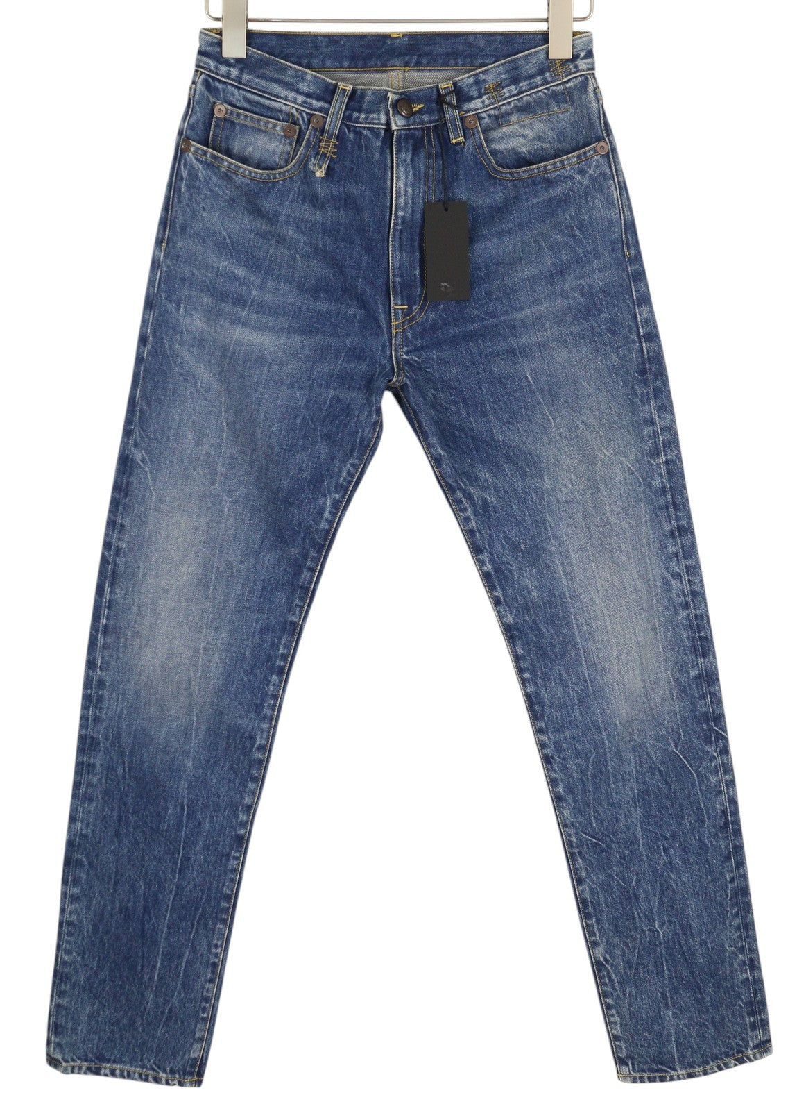 R13 Axl Slim Women Jeans 27 Zip Fly Washed Blue Kelly Tex Logo Denim Casual