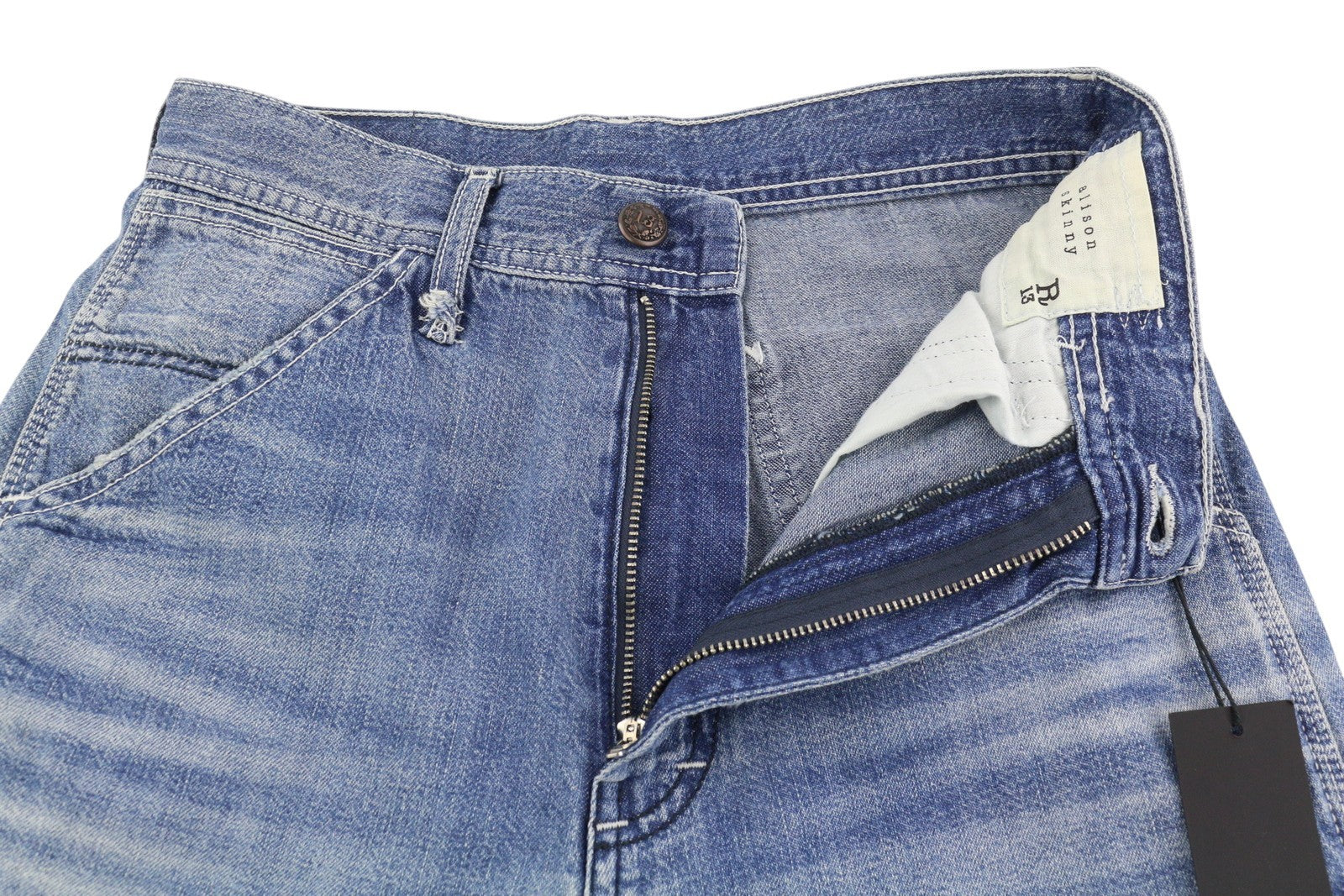 R13 Slim Work Women Jeans 27 Washed Colson Indigo High Waist Zip Fly Casual