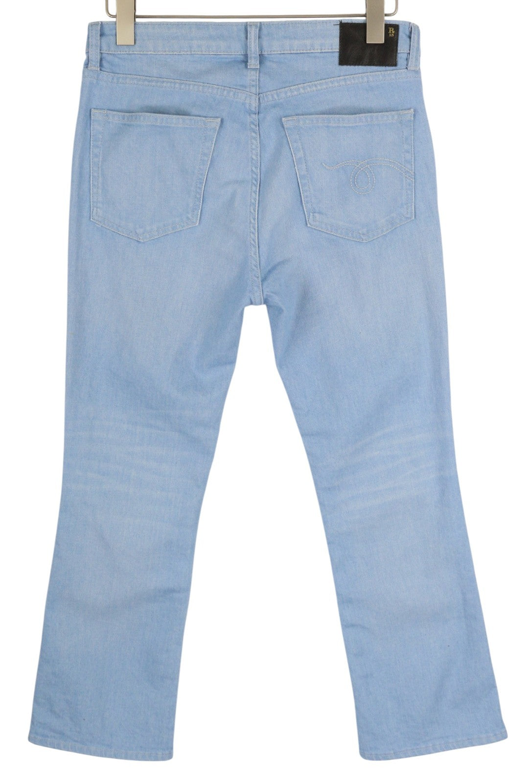 R13 Kick Women Jeans 29 Ankle Length Cropped Washed Baby Blue Stretchy RRP€695
