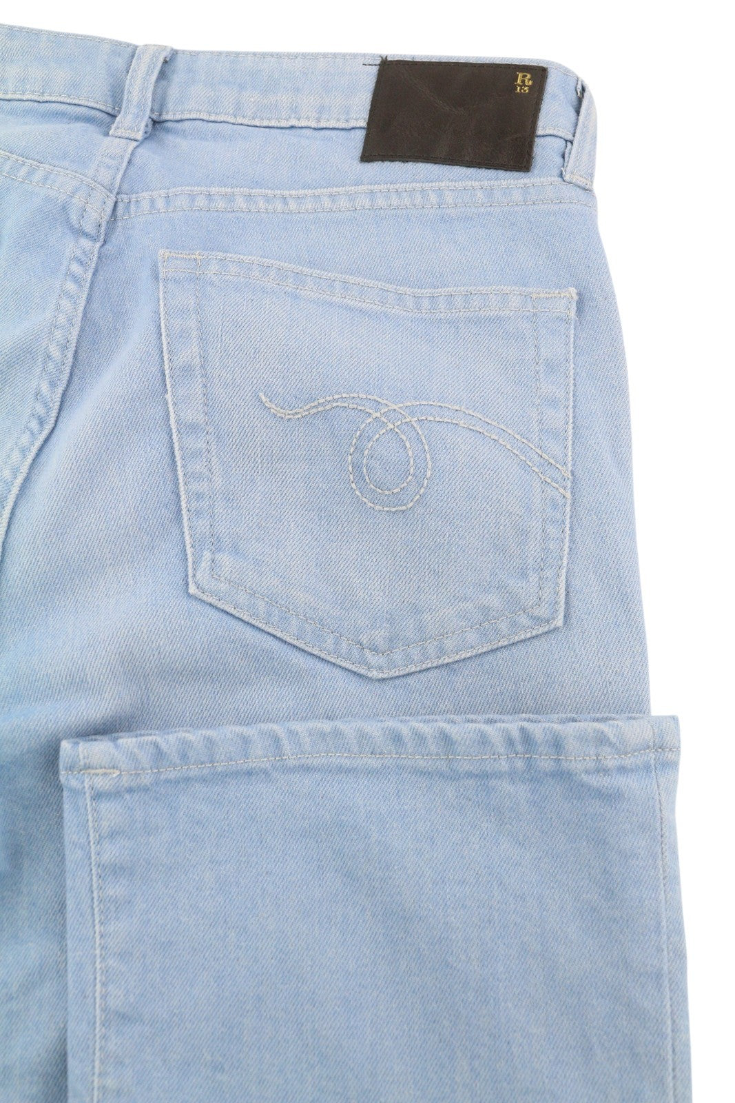 R13 Kick Women Jeans 29 Ankle Length Cropped Washed Baby Blue Stretchy RRP€695