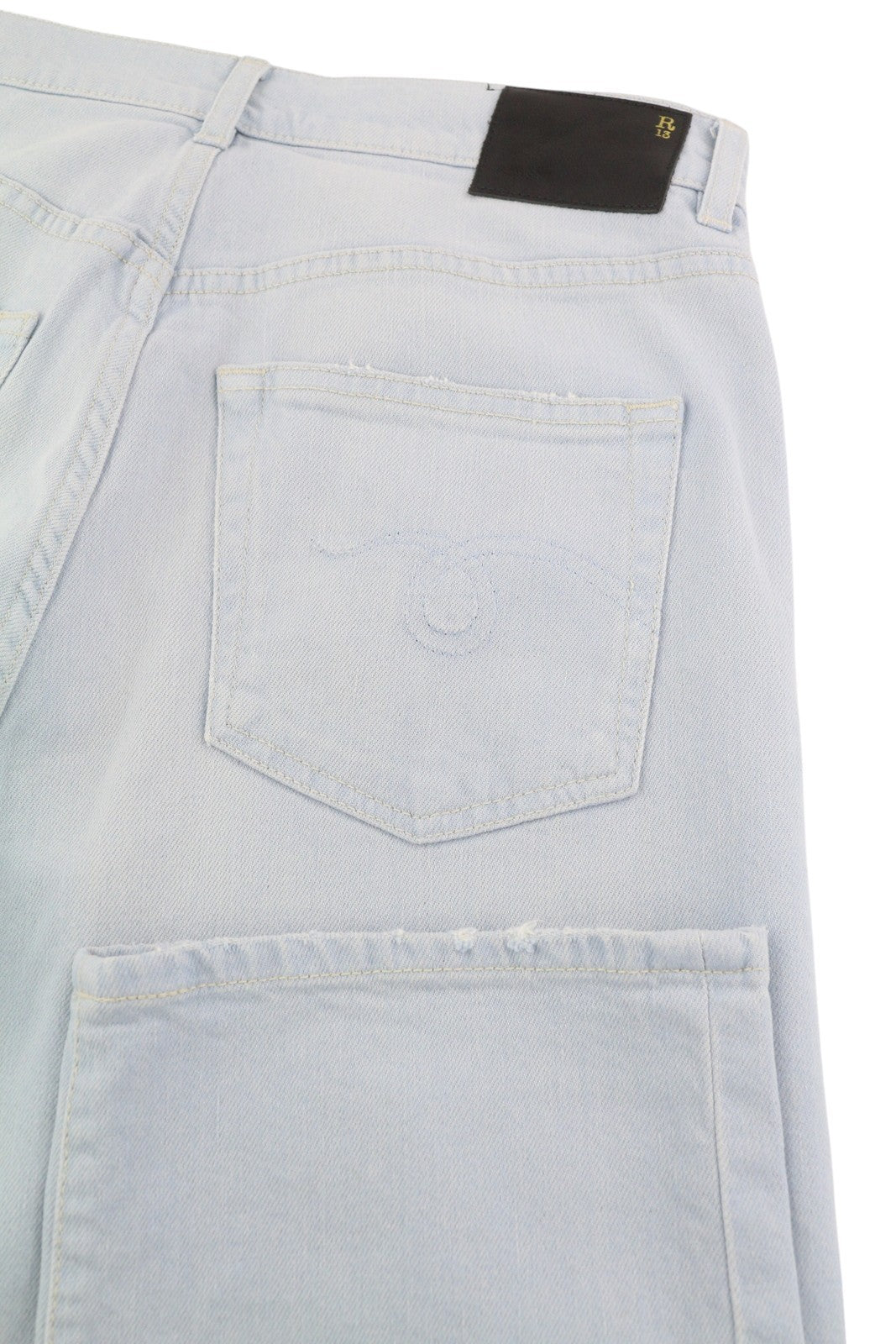 R13 Romeo Women Jeans 28 Washed Blue Stretch Ankle Length Cropped Zip Fly Denim