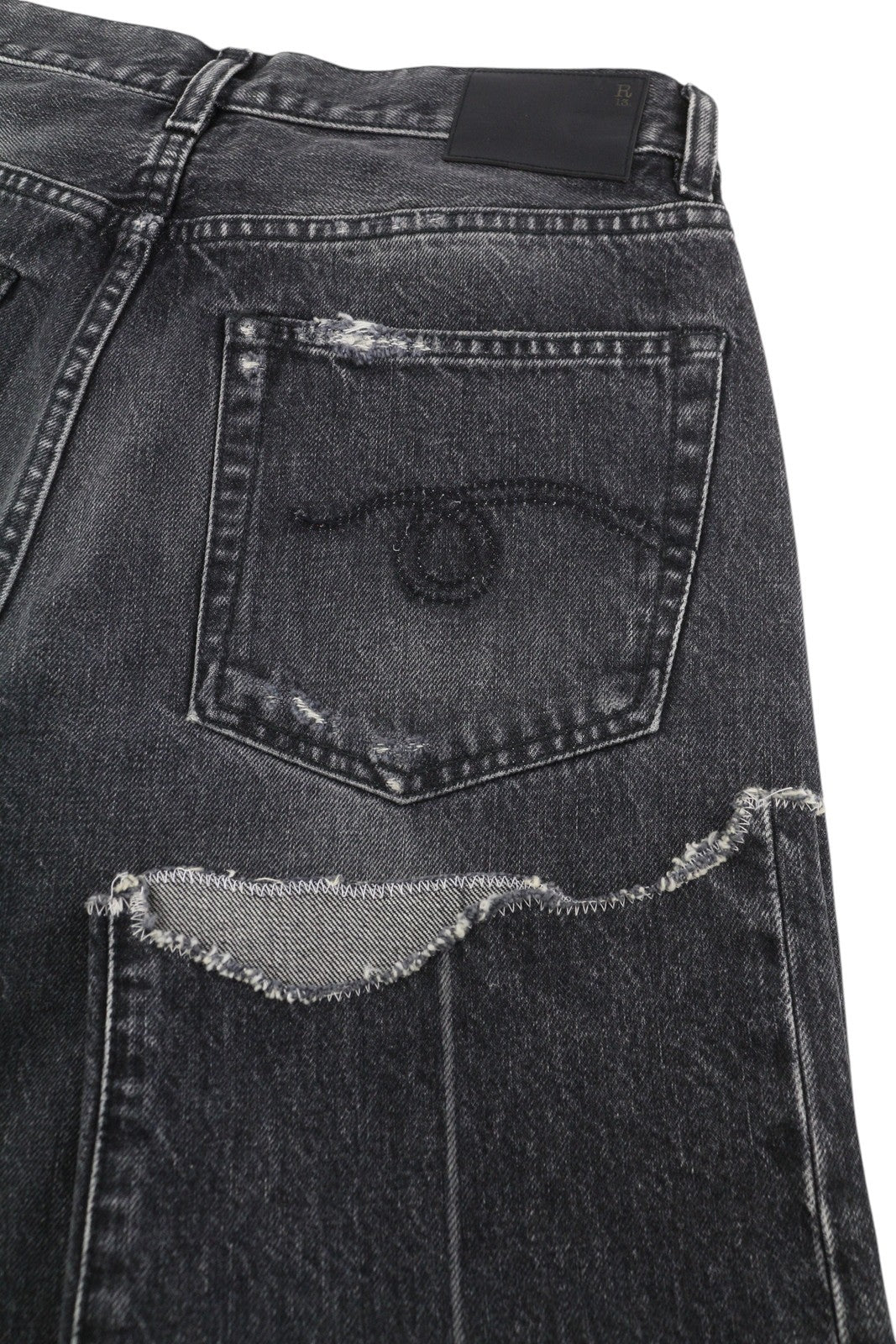 R13 Boyfriend Women Jeans 27 Distress Washed Ankle Cropped Eberit Black RRP€595