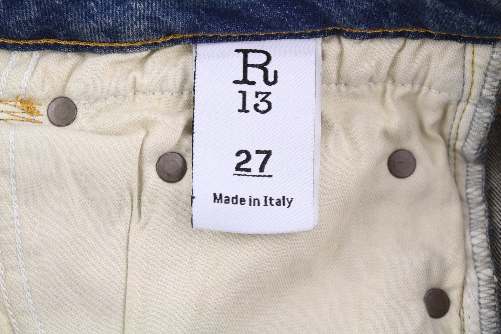 R13 berniukiški tiesūs moteriški džinsai, 27, skalbti iki kulkšnių, mėlyni, tamprūs, RRP 645 € 