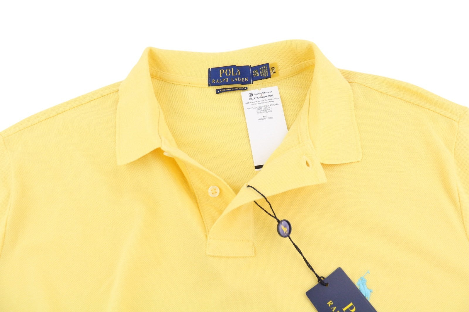 RALPH LAUREN vyriški ploni marškinėliai, 2XL dydžio, geltoni trumpomis rankovėmis, rekomenduojama kaina – 125 € 