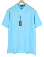 RALPH LAUREN Slim Fit vyriški marškinėliai su trumpomis rankovėmis, 2XL dydžio, mėlyni, su polo apykakle, RRP 125 € 