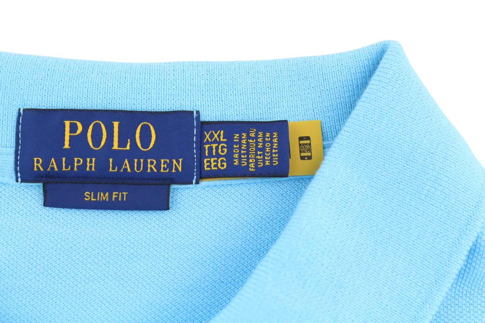 RALPH LAUREN Slim Fit vyriški marškinėliai su trumpomis rankovėmis, 2XL dydžio, mėlyni, su polo apykakle, RRP 125 € 