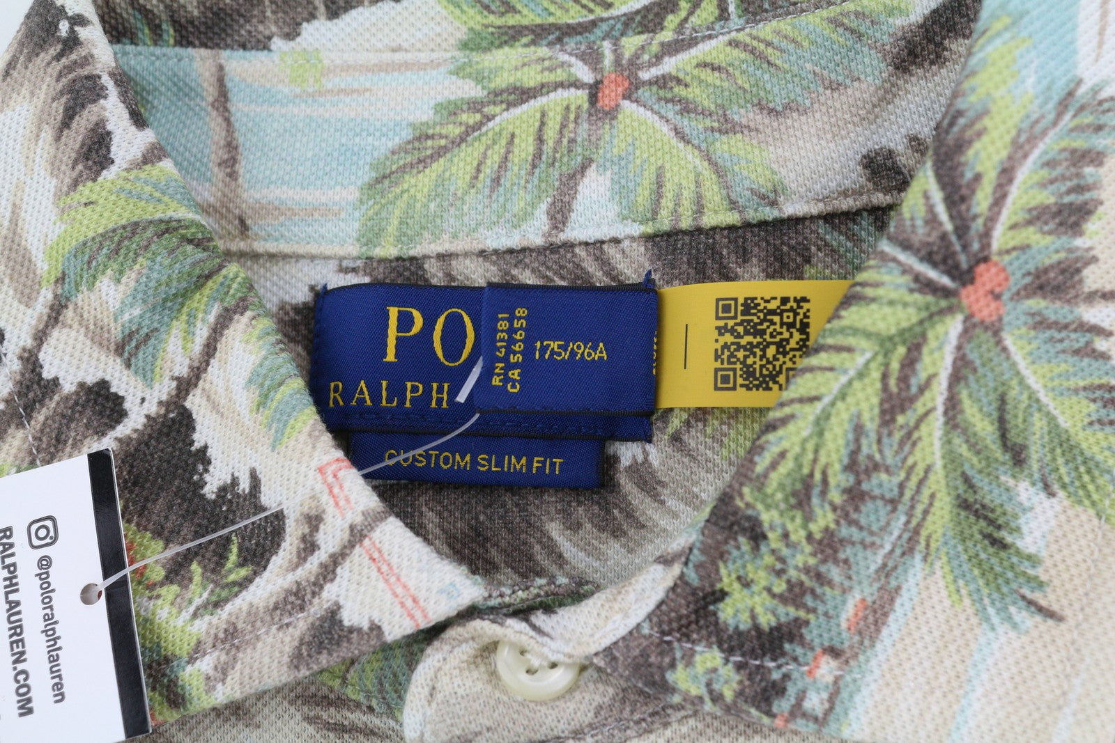 RALPH LAUREN vyriški ploni marškinėliai M su delno raštu ir trumpomis rankovėmis, rekomenduojama kaina – 173 €