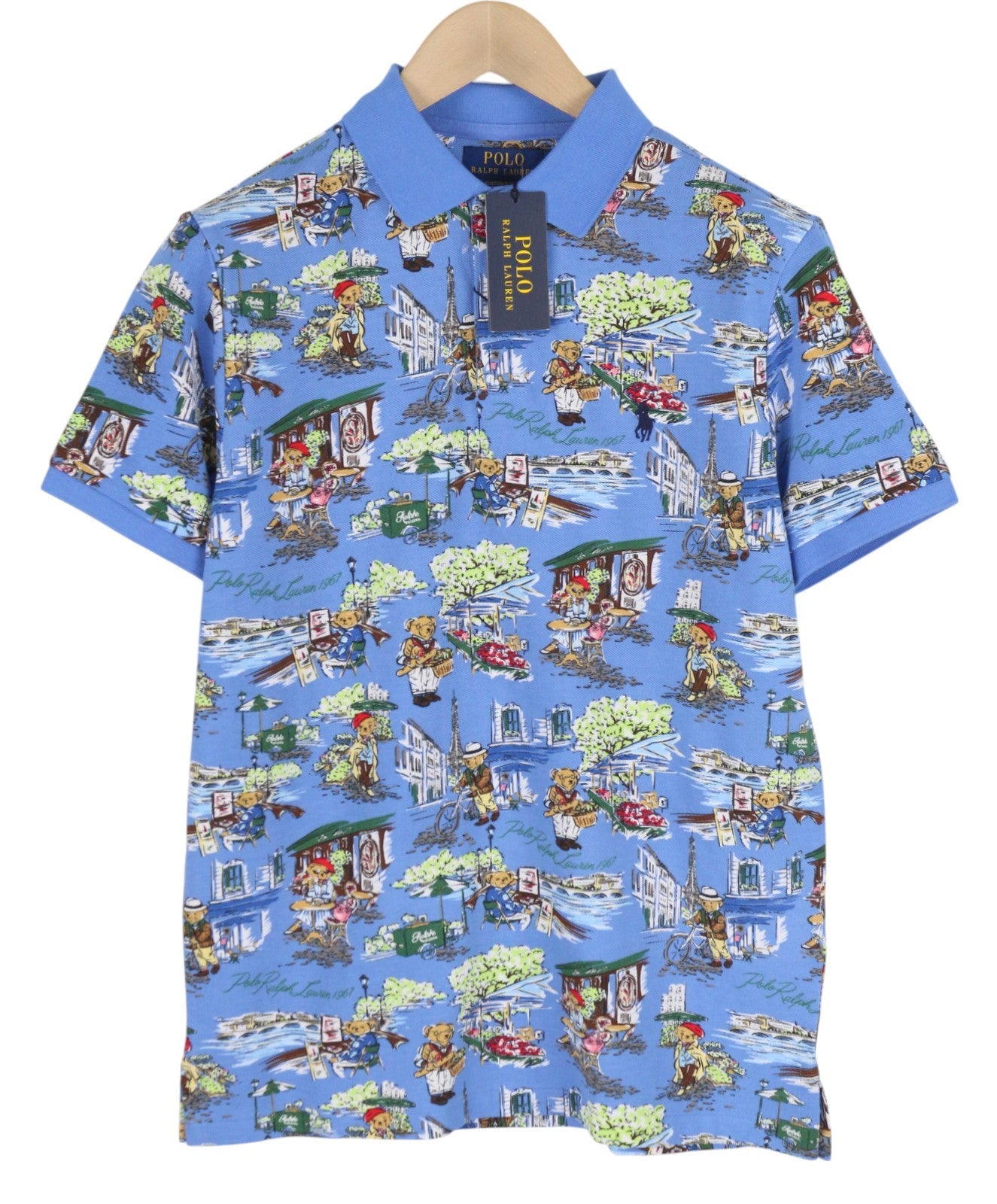 RALPH LAUREN vyriški ploni marškinėliai M su raštais, trumpomis rankovėmis, RRP 153 € 