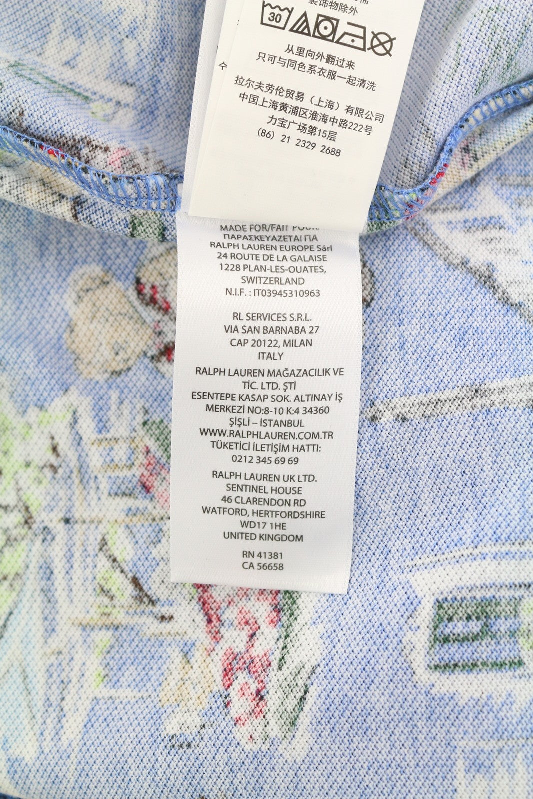 RALPH LAUREN vyriški ploni marškinėliai M su raštais, trumpomis rankovėmis, RRP 153 € 