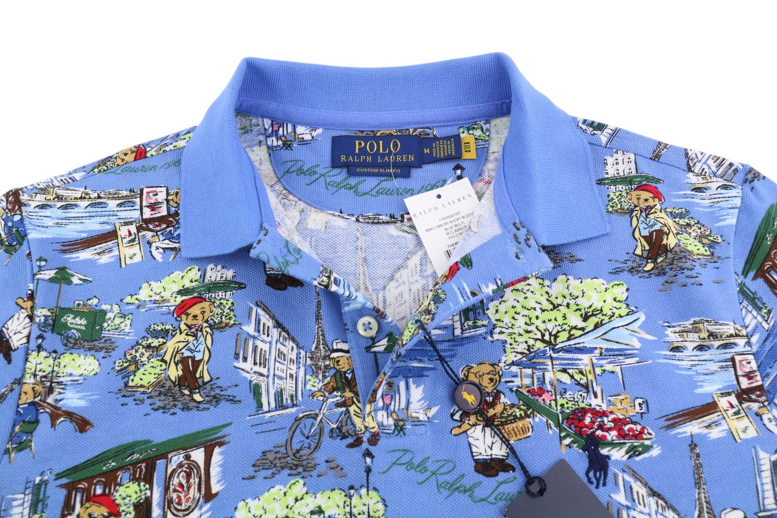 RALPH LAUREN vyriški ploni marškinėliai M su raštais, trumpomis rankovėmis, RRP 153 € 