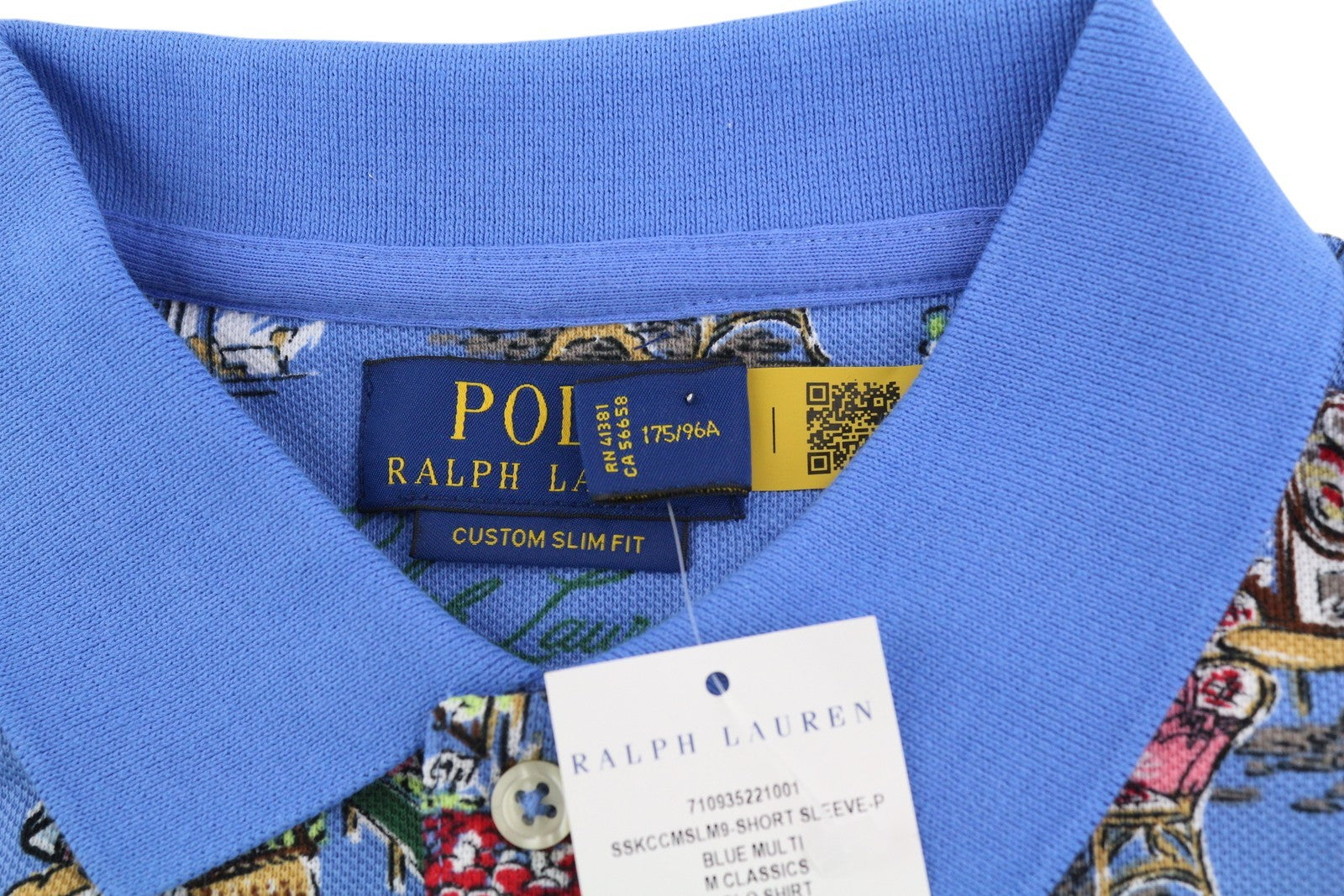 RALPH LAUREN vyriški ploni marškinėliai M su raštais, trumpomis rankovėmis, RRP 153 € 