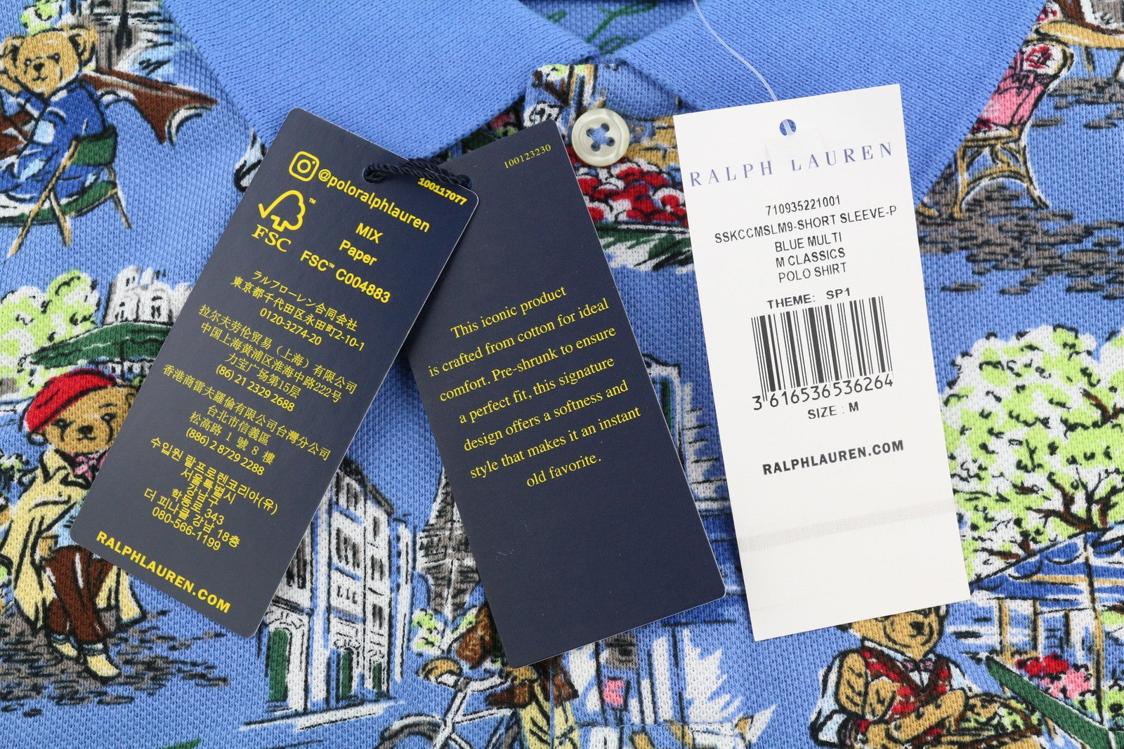 RALPH LAUREN vyriški ploni marškinėliai M su raštais, trumpomis rankovėmis, RRP 153 € 