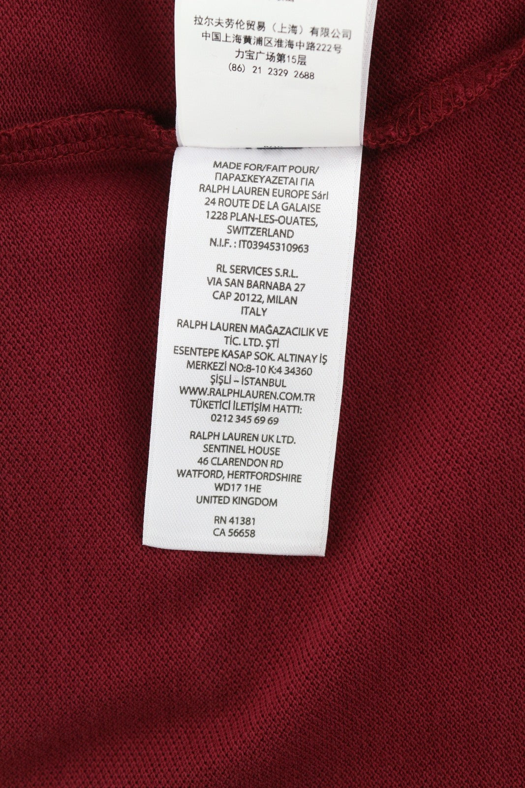 RALPH LAUREN Sim Fit vyriški marškinėliai L dydžio bordo spalvos su trumpomis rankovėmis ir polo apykakle, su logotipu 