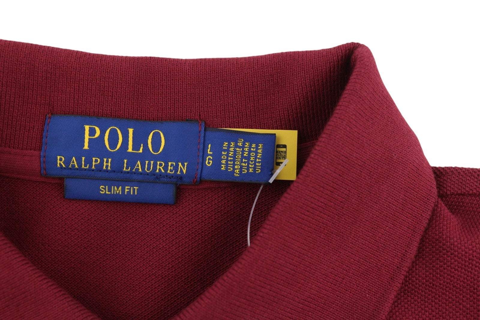 RALPH LAUREN Sim Fit vyriški marškinėliai L dydžio bordo spalvos su trumpomis rankovėmis ir polo apykakle, su logotipu 