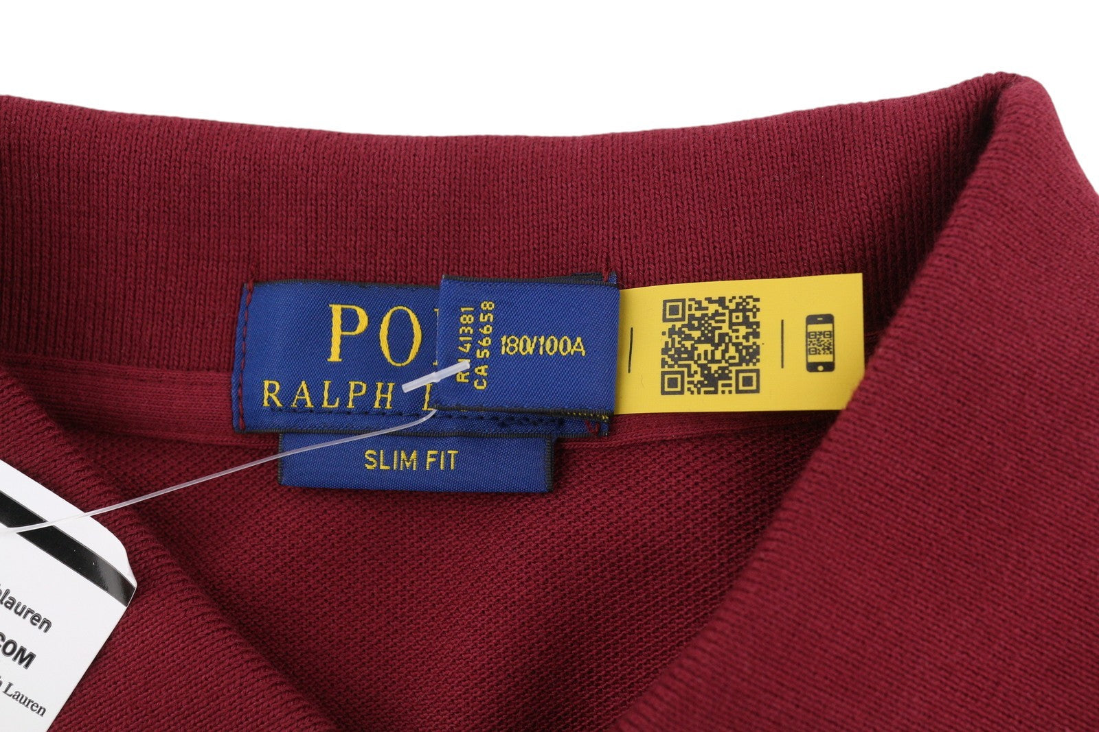 RALPH LAUREN Sim Fit vyriški marškinėliai L dydžio bordo spalvos su trumpomis rankovėmis ir polo apykakle, su logotipu 