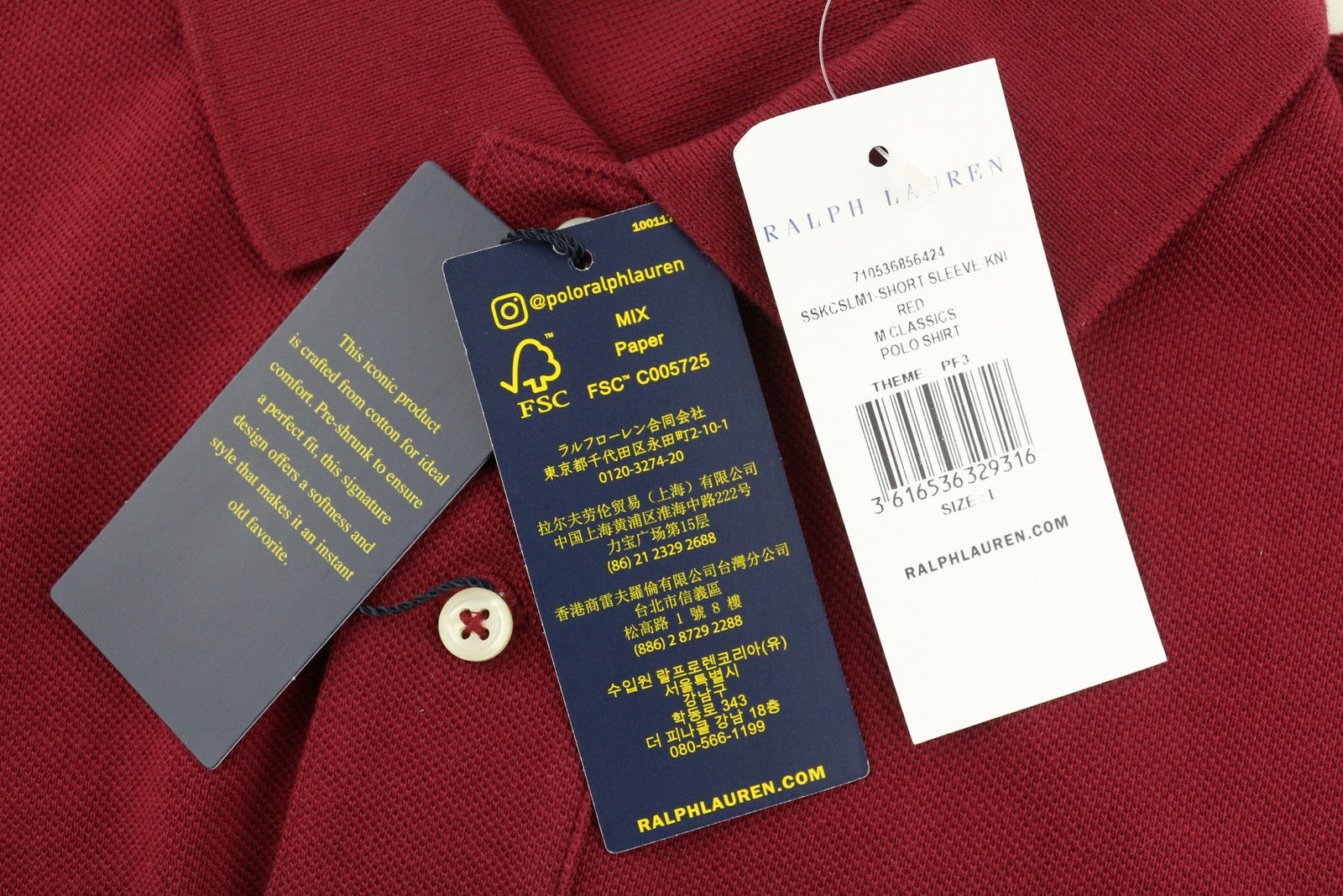 RALPH LAUREN Sim Fit vyriški marškinėliai L dydžio bordo spalvos su trumpomis rankovėmis ir polo apykakle, su logotipu 