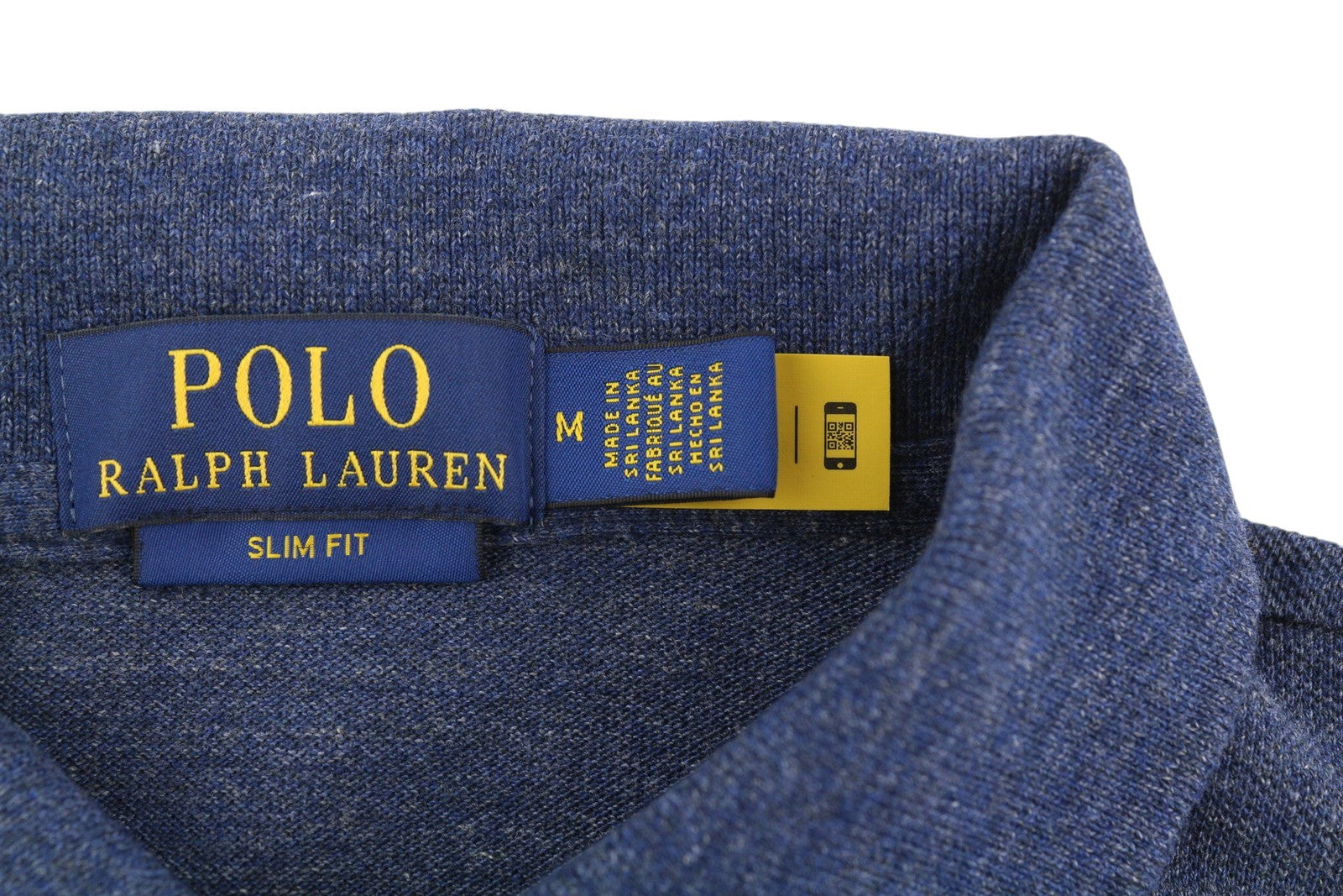 RALPH LAUREN Slim Fit vyriški marškinėliai M mėlyni trumpomis rankovėmis polo apykakle 