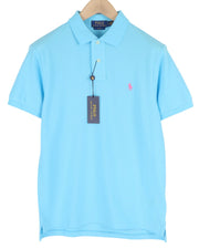 RALPH LAUREN Slim Fit vyriški marškinėliai M mėlyni trumpomis rankovėmis polo apykakle RRP 125 € 