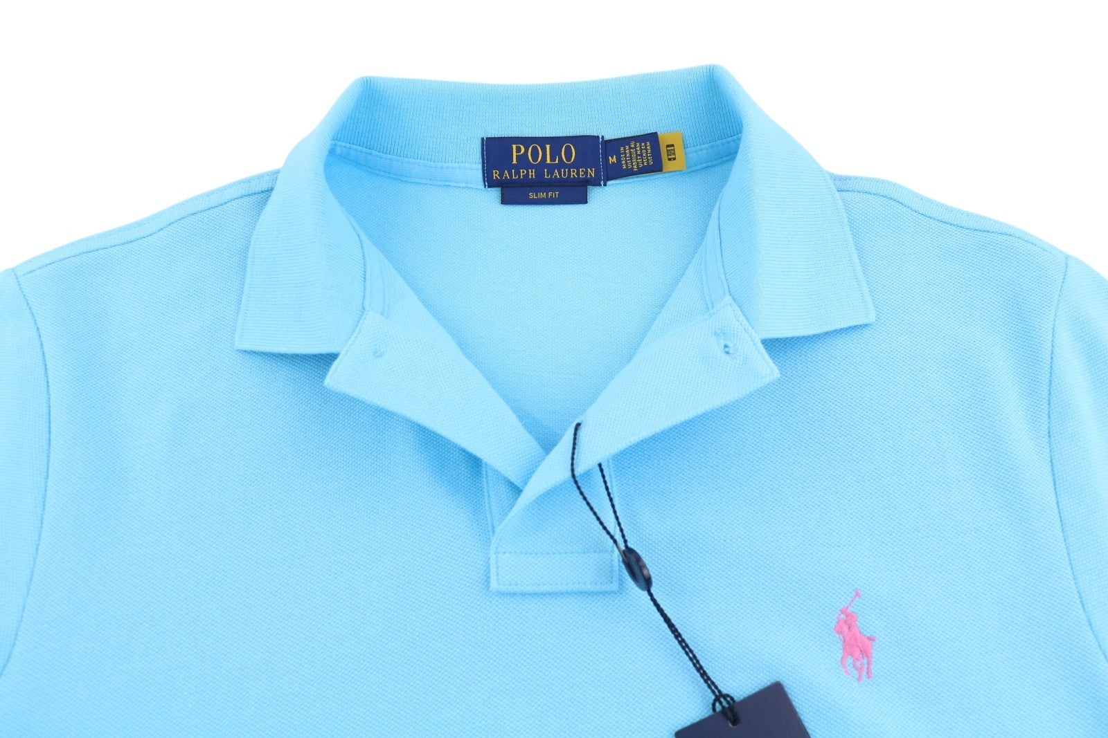 RALPH LAUREN Slim Fit vyriški marškinėliai M mėlyni trumpomis rankovėmis polo apykakle RRP 125 € 