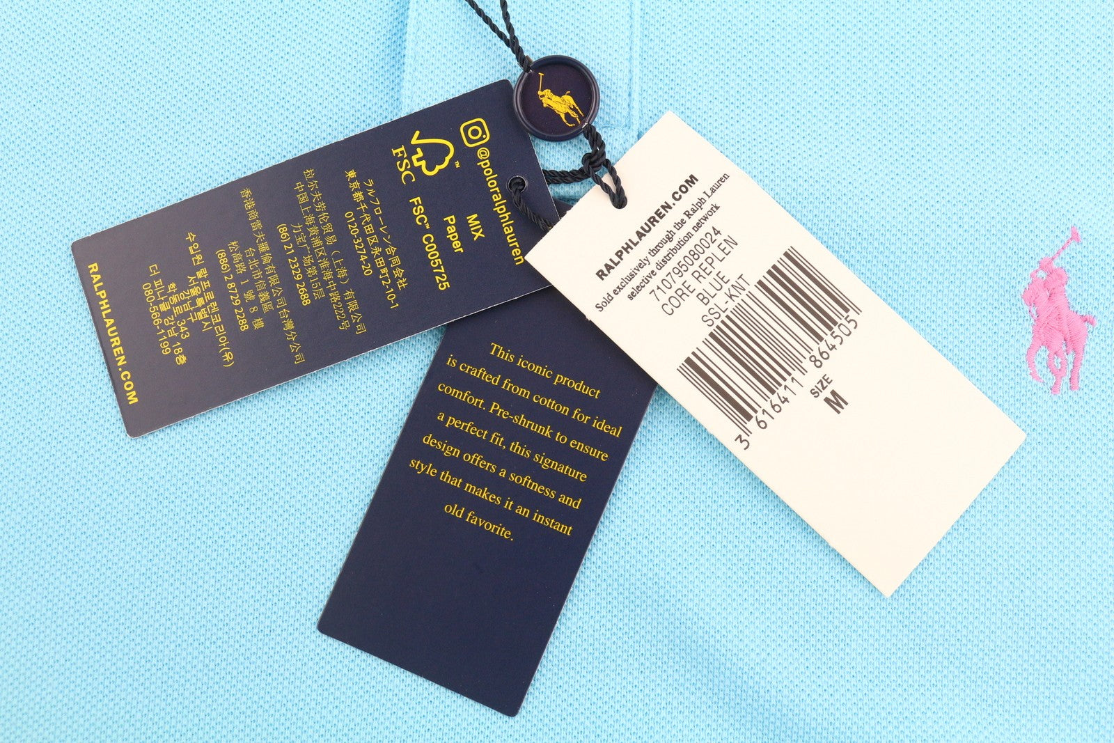 RALPH LAUREN Slim Fit vyriški marškinėliai M mėlyni trumpomis rankovėmis polo apykakle RRP 125 € 