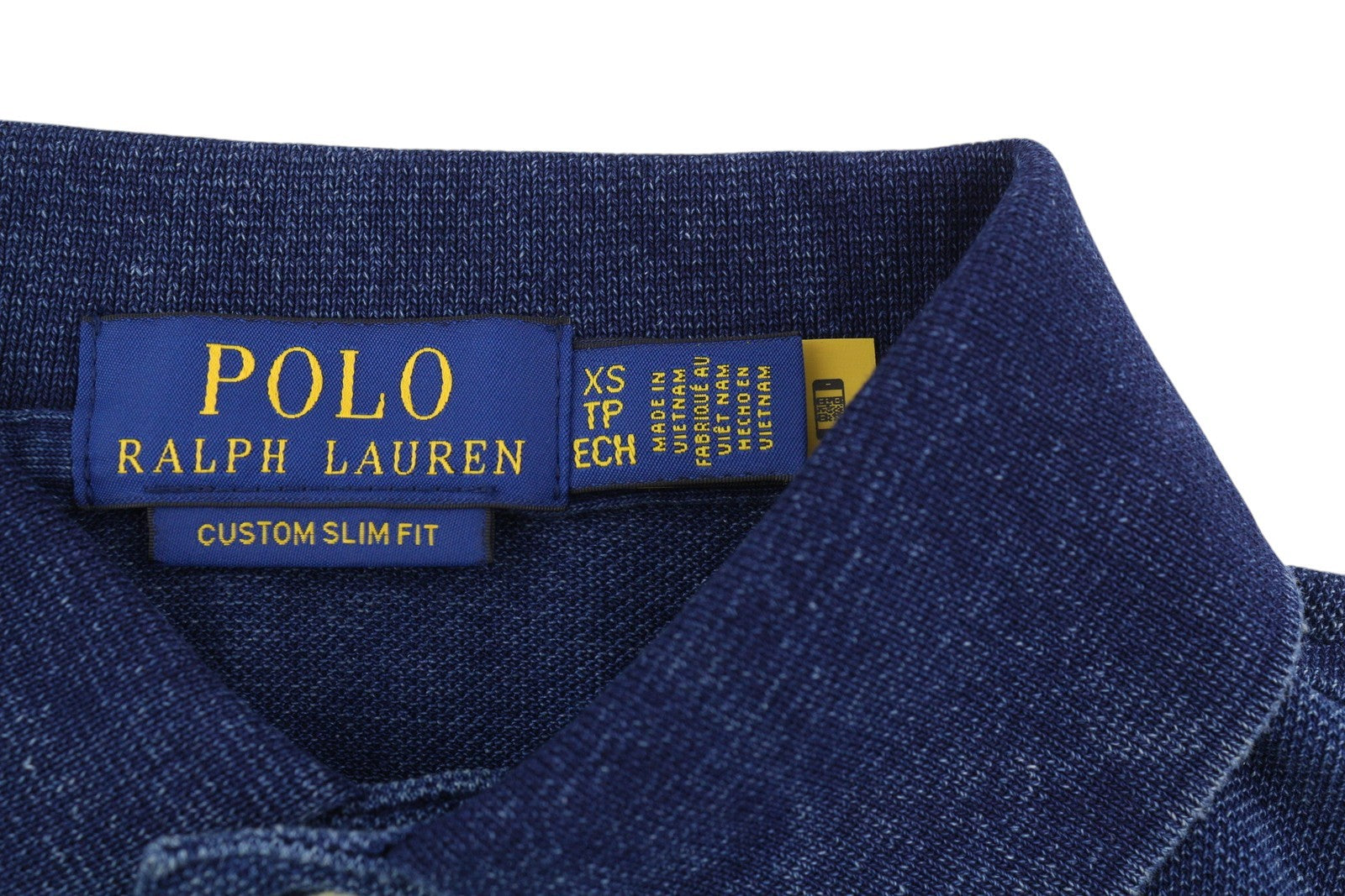 RALPH LAUREN „Custom Slim Fit“ vyriški marškinėliai XS dydžio mėlyni trumpomis rankovėmis polo marškinėliai 
