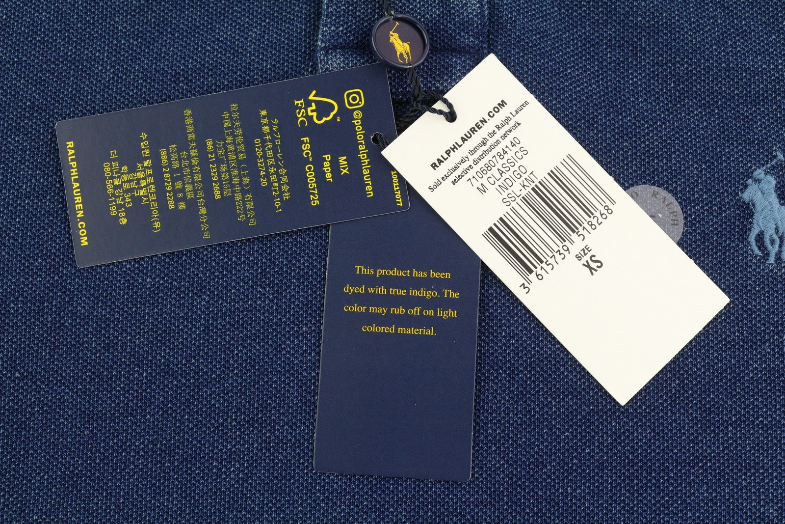 RALPH LAUREN „Custom Slim Fit“ vyriški marškinėliai XS dydžio mėlyni trumpomis rankovėmis polo marškinėliai 